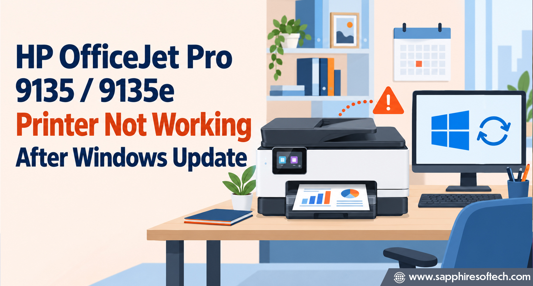 HP OfficeJet Pro 9135 / 9135e Printer not working After Windows Update?