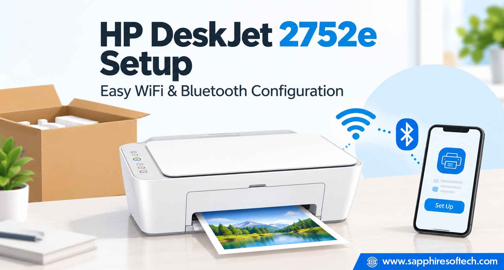 Box to Print: HP DeskJet 2752e Setup from Box, Easy WiFi and Bluetooth Based Configuration