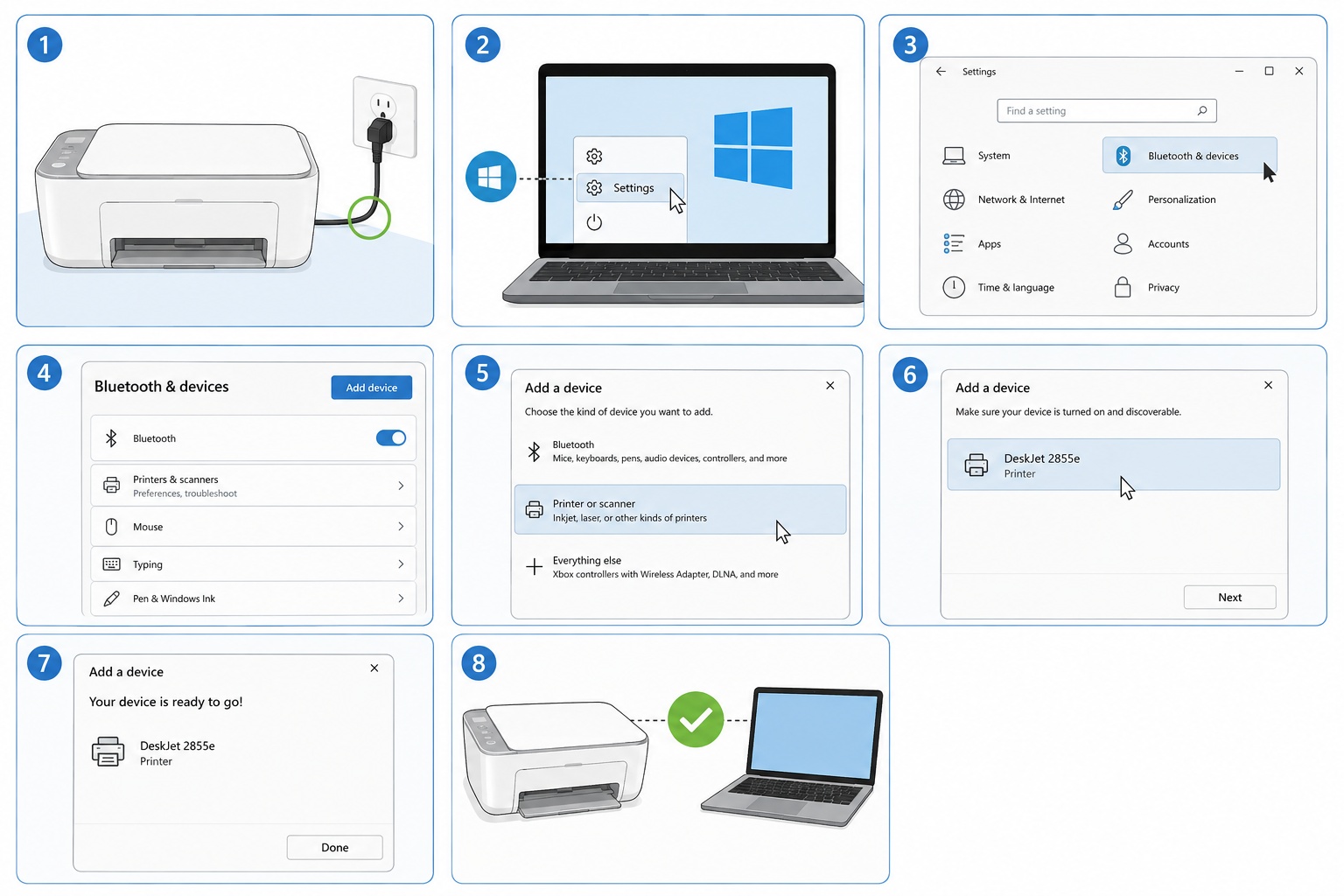 Installing HP DeskJet 2855e Printer on Windows